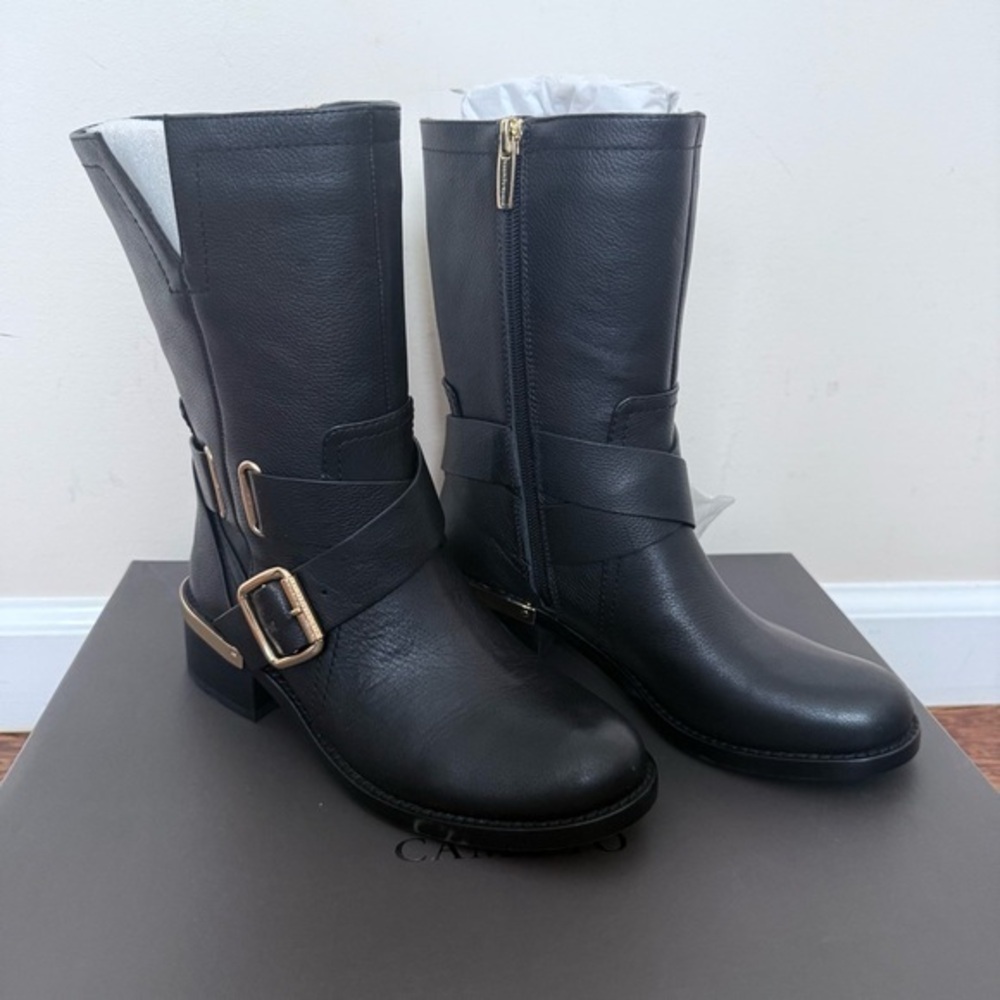 NIB Vince Camuto Women's Wethima Fashion/Motorcycle  Boots Gold AccentsSize 5.5